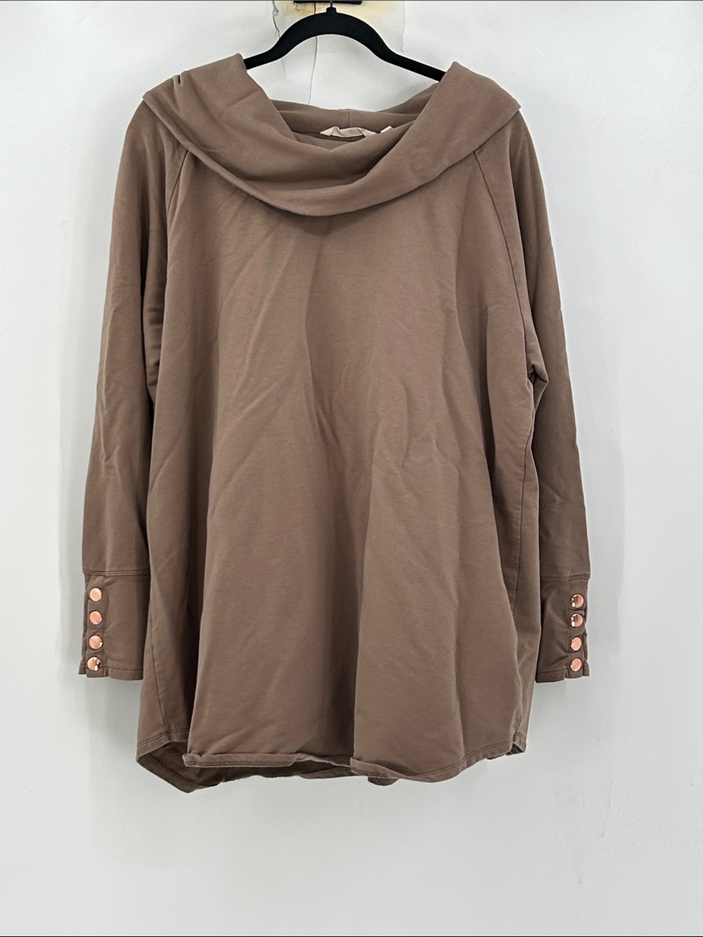 SOFT SURROUNDINGS COWL NECK SWEATER LONG SLEEVE COPPER BUTTONS Size 1X